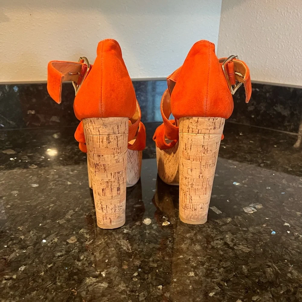 Luichiny Orange Platform Shoes with Cork Sole - Picture 3 of 4